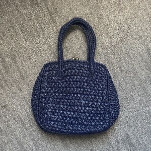 Navy Blue Woven handbag